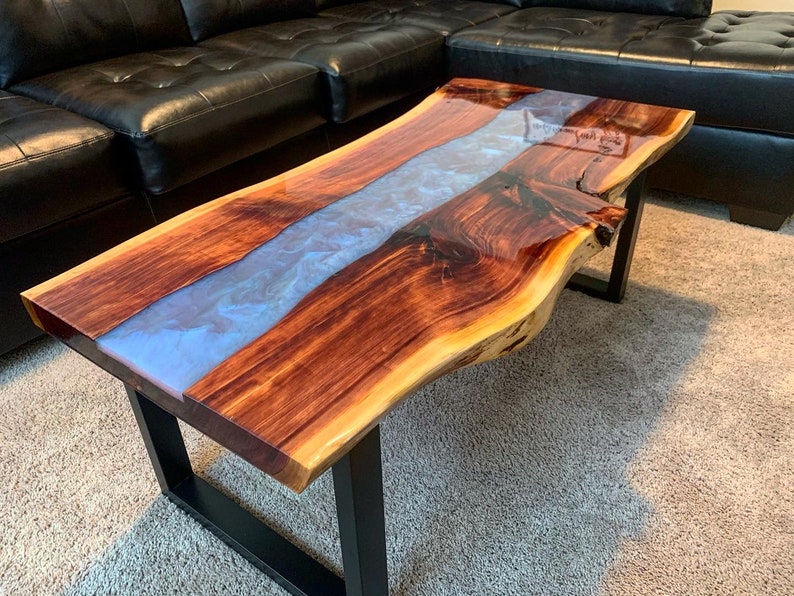 Epoxy Resin River Coffee Table Rustic Coffee Table Custom | Etsy