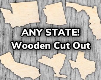 Wooden State Cut Out - All 50 States Cut Out with Birch Wood - Custom Laser Cut Your State for DIY Crafts Projects and More