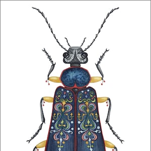 Cartão Beetle, aquarela, A5, impressão digital