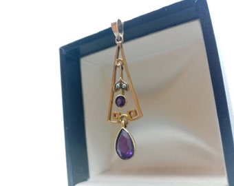 Florence, A Delicate Amethyst and Seed Pearl Lavalier Pendant.