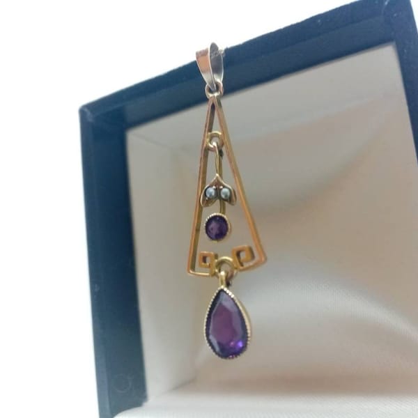 Florence, A Delicate Amethyst and Seed Pearl Lavalier Pendant.