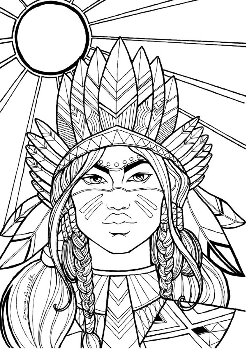 Native American Colouring page image 1
