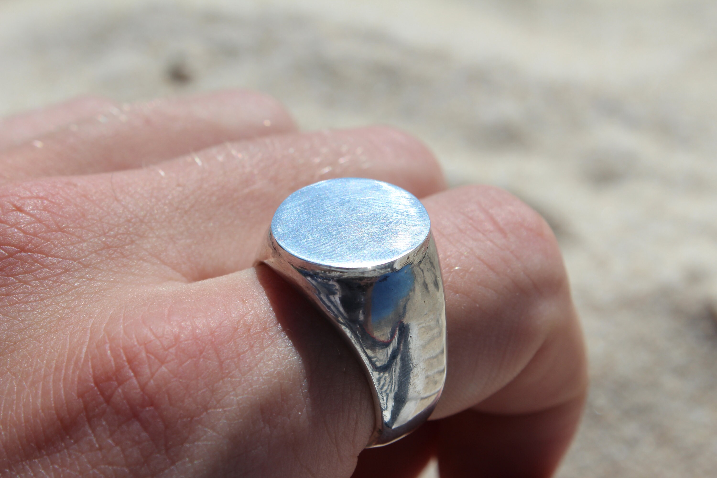 Unisex Chunky Silver ID Ring Etsy
