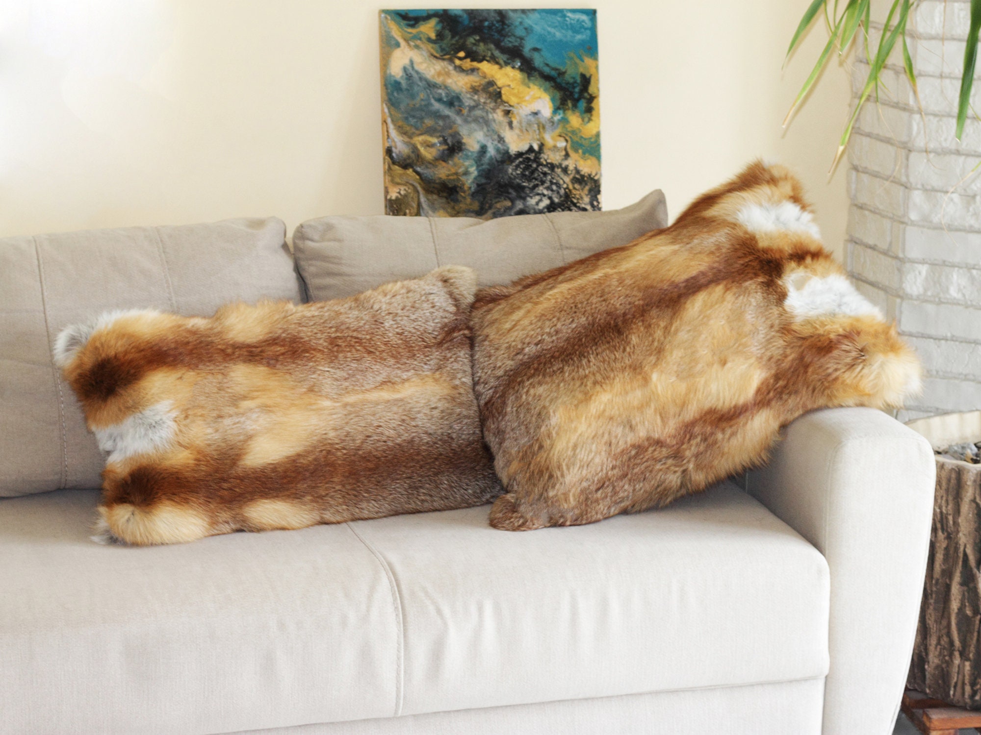 Fox Fur Decorative Pillowcase 23.6 x 15.7 in Fox Fur Pillow Etsy