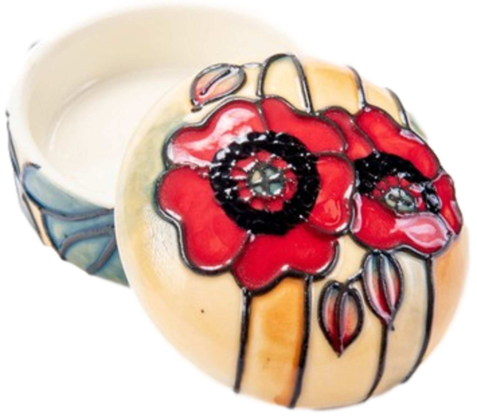 Ceramic Trinket Box Multicoloured Floral Design Lidded Box Old Etsy