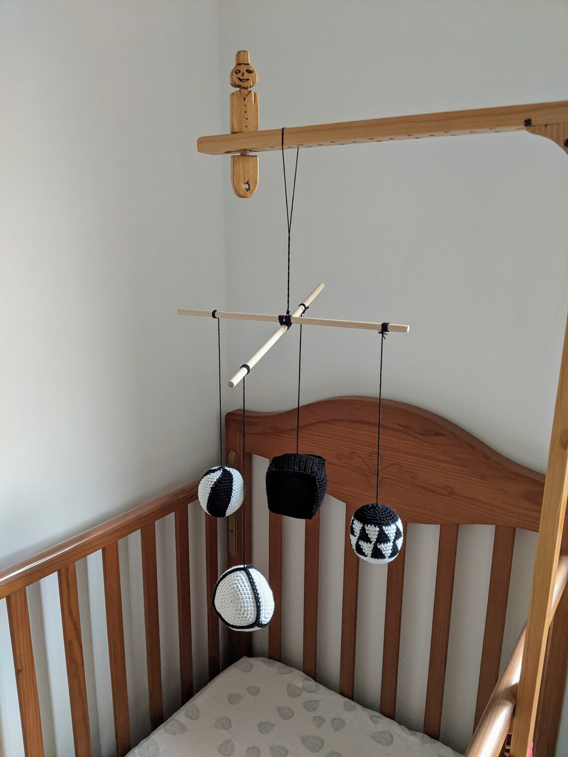 Montessori mobile Munari baby crib toy black and white crochet Etsy