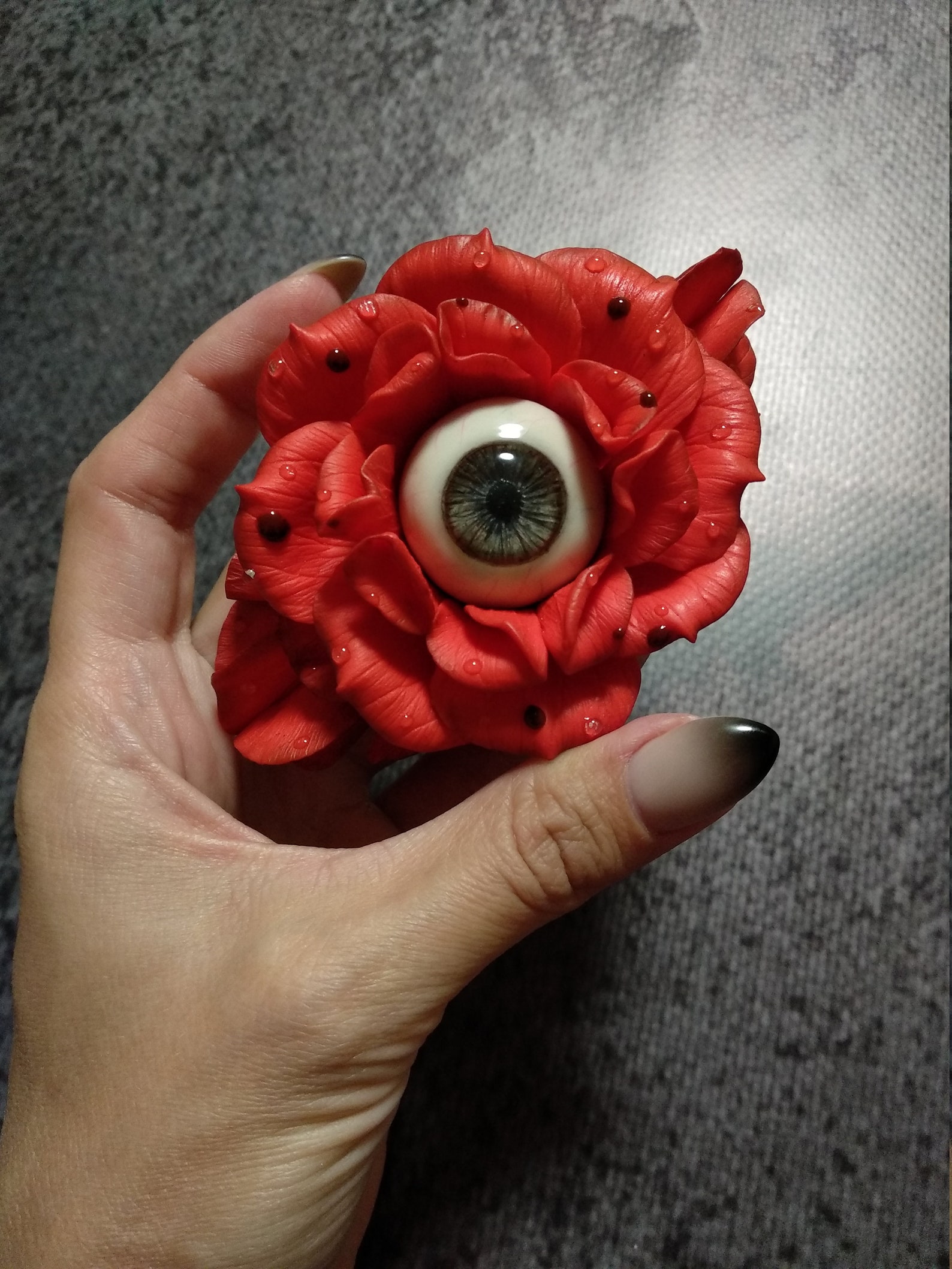 Realistic eye in flower Creepy red flower Red flower Etsy