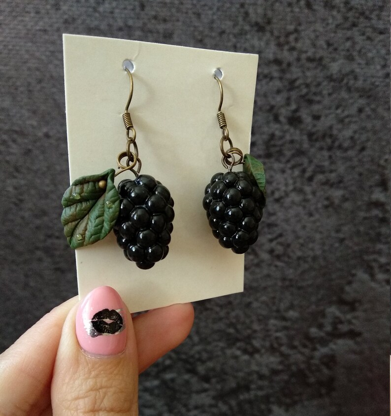 Blackberry earrings in 3 designs Realistic berry earrings Etsy
