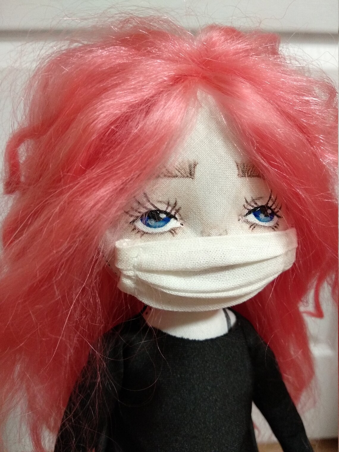 Collectible rag doll with pink hair Creepy cute rag doll Etsy