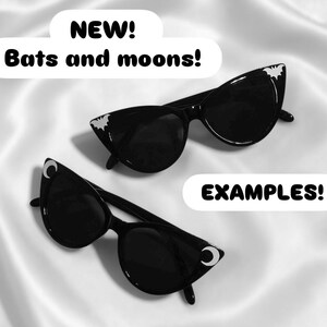 Spiderweb Moon or Bat Sunglasses Cat Eye Spiderweb Sunglasses - Gothic Sunglasses - Gothic Accessories - Gothic Fashion - Spiderweb Glasses image 2