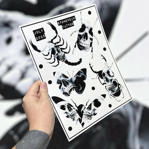 July 2025 Realism Skull Bug Pop Art Tattoos Flash Sheet Print Tattoos Realism Tattoo Flash Sheet Tattoo Art Realistic Skull Tattoos Gift