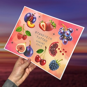 August 2025 Realism Fruit Pop Art Tattoos Flash Sheet Print Tattoos Realism Tattoo Flash Sheet Tattoo Art Realistic Fruit Silly Tattoos Gift