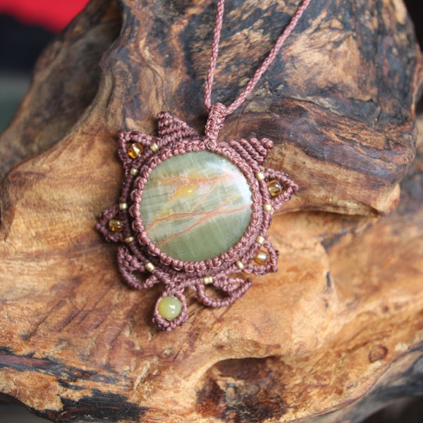 Collier agate verte