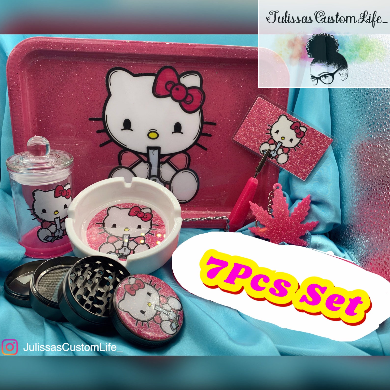 Hello Kitty Inspired Rolling Tray Set Etsy