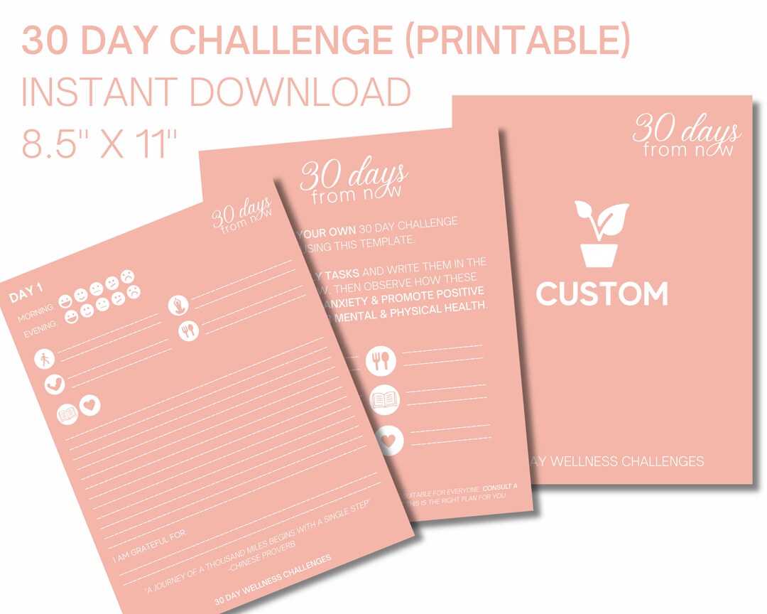 30 Day Wellness Challenge - CUSTOM - PRINTABLE PDF - Etsy