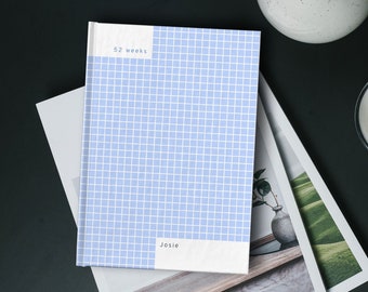 Personalized Undated Weekly Grid Planner | Open Dated Planner - 52 weeks, 12 months | Grid Paper | A5 planner