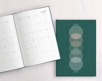 Personalized 5-Year Planner - 60 month calendar | Start any month | Forest Green | Month on 2 Pages | A5, B5, 8.5x11 | Hardcover, softcover