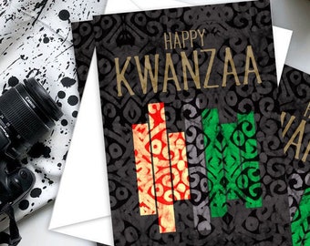 Modern Kwanzaa Card Set | Abstract Kwanzaa Candles | Set of 10 Cards