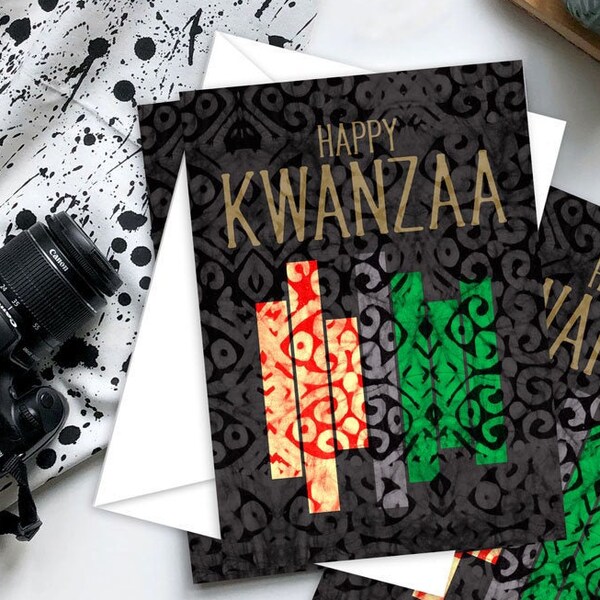 Modern Kwanzaa Card Set | Abstract Kwanzaa Candles | Set of 10 Cards