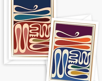 Colorful Adinkra Symbol Card Set (Nkyinkyim) | Modern Abstract African Art Note Cards