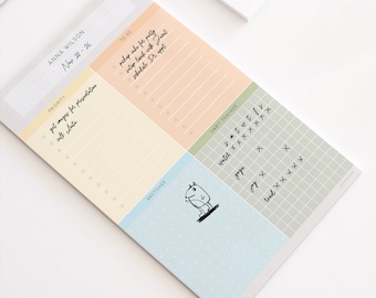 4 Quadrant Matrix Notepad - Mix & Match Task List, Dot-Grid, Grid/Graph, Blank | Personalized | Earthtones |