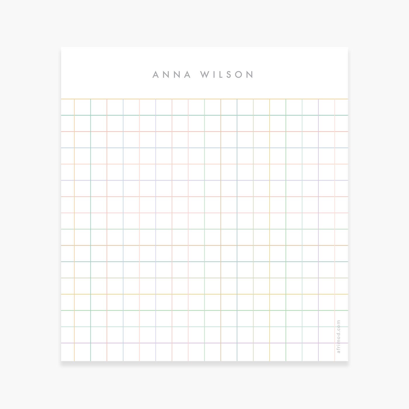 Personalized Colorful Grid Notepad | Minimalist Designer Grid Notepad ...