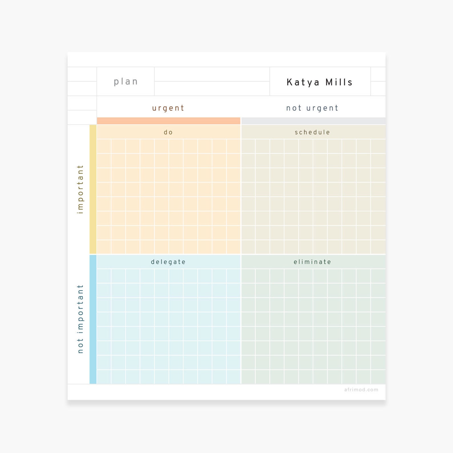 Priority Matrix Planner Notepad - Personalized | Minimalist Time ...