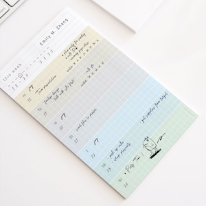 Personalized Weekly Planner Grid Notepad | Minimalist Designer Weekly Task / To Do / Habit Notepad | White-Lines Grid