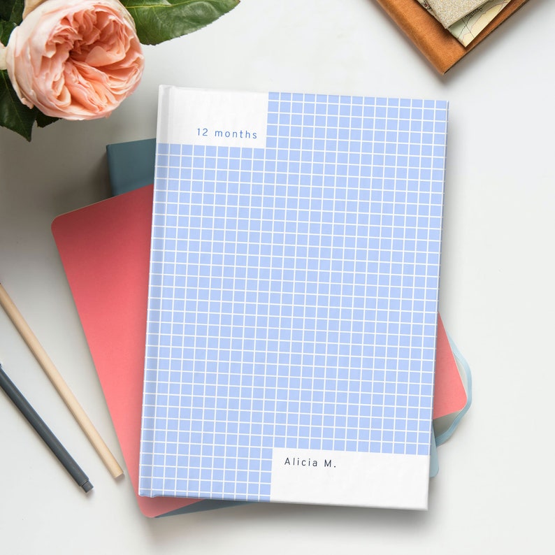 Personalized Undated Monthly Grid Planner | A5 Planner - 12 Months With ...
