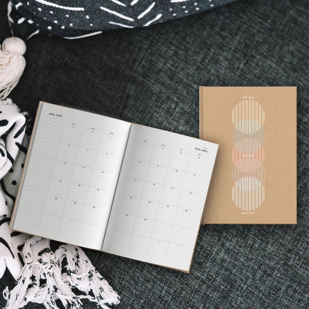 5year Planner 60 Month Calendar Personalized Start Any Month Earthtone