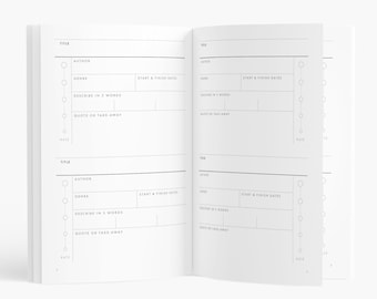 Minimalist Reading Journal | 240 entries | Personalized Book Log | Book Review Diary | 5 Styles | Hardcover or Softcover