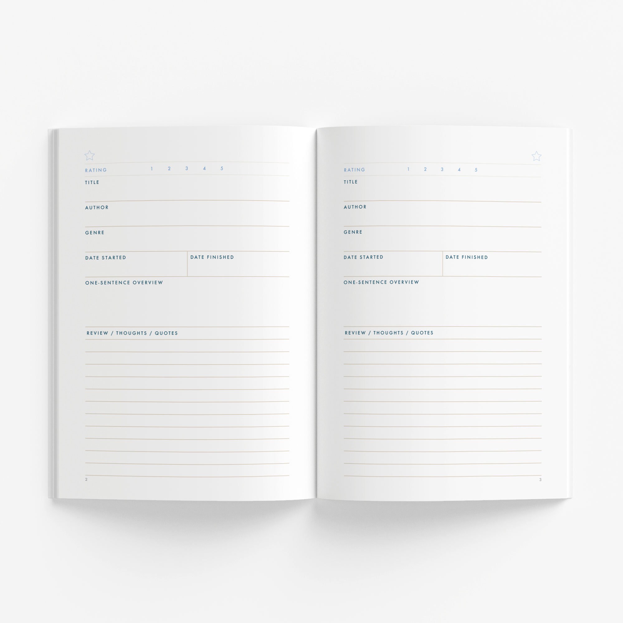 120 Entry Reading Journal | Personalized Book Log | Single-page Log ...