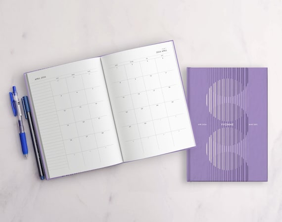 5 Year Monthly Planner - start any month - personalized | 60 month calendar | dusty rose or lilac | hardcover or softcover | A5, B5, 8.5x11