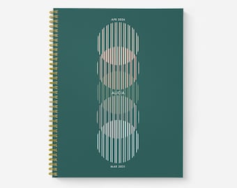 Large Hardcover Wire-Bound 5-Year Planner - 60 month calendar | Personalized | Start any month | Forest Green | Month on 2 Pages | 8.5x11
