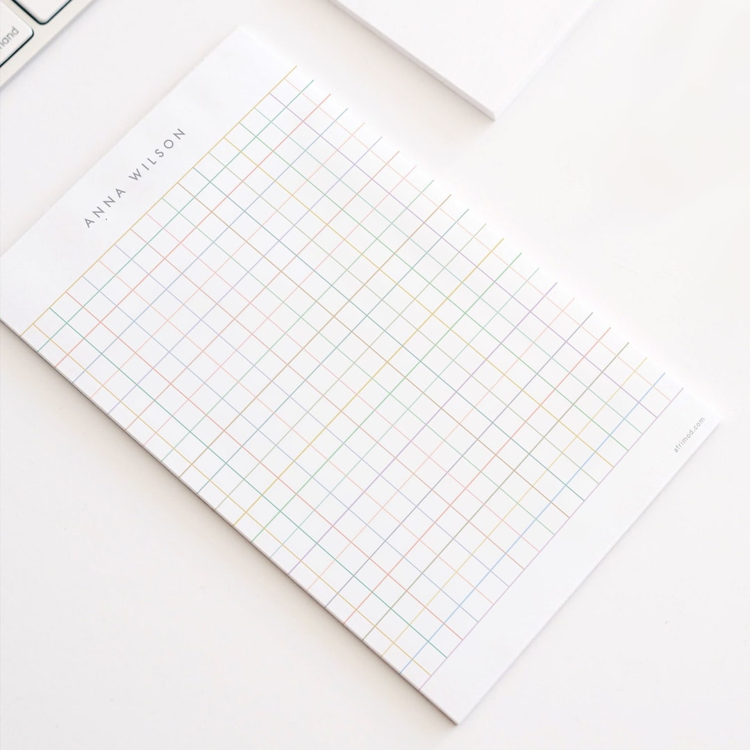 Personalized Colorful Grid Notepad Minimalist Designer Grid Notepad