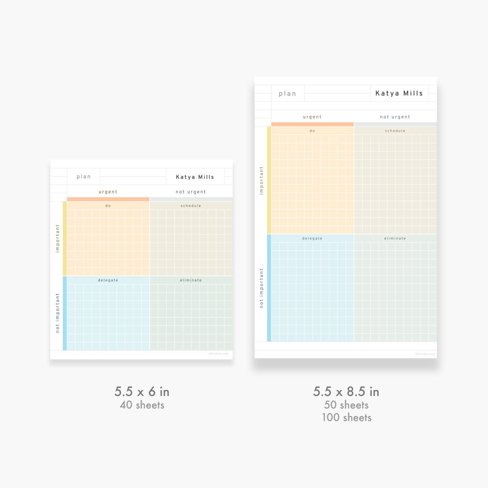 Priority Matrix Planner Notepad - Personalized | Minimalist Time ...