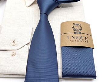 Light Navy Blue Necktie: Mens Wedding Groom Groomsmen Tie