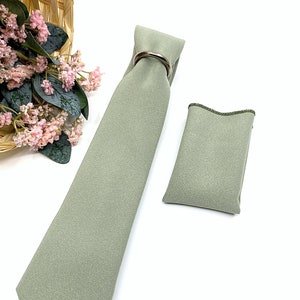 Dusty sage green Necktie, Groom Necktie, Neck Tie, Groomsmen Necktie, Ties, Weddings tie, Pocket square, handkerchief, Mens necktie