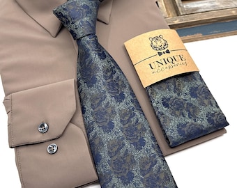 Rose Floral Necktie: Mens Wedding Groom Groomsmen Tie