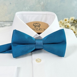 Teal Blue Bow Tie: Wedding Groomsmen Tie, Adjustable Sizes