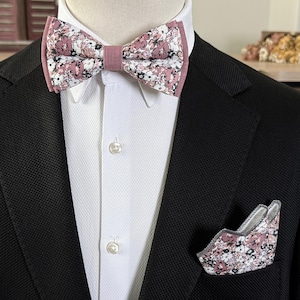 Dusty Pink Floral Bow Tie – Dusty Pink Wedding Bowtie for Groom & Groomsmen, Pink  Men’s Bow Tie, Dusty Pink Groomsmen Gift