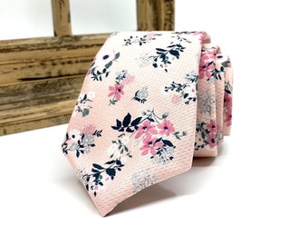 Blush light pink Necktie, Pink Floral necktie, Mens Neckties, With Matching, Pocket Square Handkerchief, Mens Necktie, Pocket Square Set