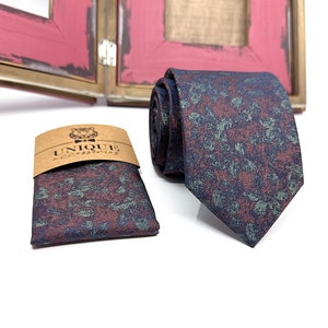 Floral Necktie, Dusty Green Floral Necktie, Necktie for Mens, Groom neckties, Wedding tie, Groomsmen Necktie