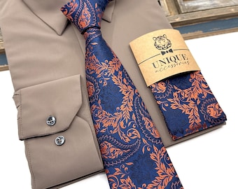 Paisley Floral Necktie: Mens Wedding Groom Groomsmen Tie