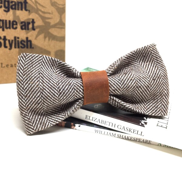herringbone tweed bow tie