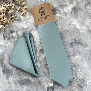 Sage Green Necktie & Pocket Square Set: Rustic Wedding Accessories