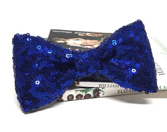 Dark Blue Sequin bow tie, Wedding Bow Tie, Blue bowtie, Groom gift, Pocket Square, Kid bow tie, Groomsmen bow tie, Bow ties for men, EX75