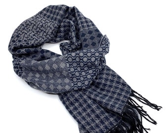 Bufanda gris y azul marino, bufanda de hombre, bufanda de invierno para hombre, bufanda de lana para hombre, regalo de cumpleaños para él, regalo para hombre, para regalo de novio