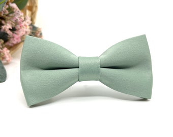 Dusty Sage Green Silk Bow Tie: Wedding Groom Groomsmen