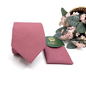 Dusty Rose Pink Necktie, Rose Pink Tie, Wedding tie, Groom necktie, Groomsmen Necktie, Groomsmen Gift, Same Matching Pocket Square